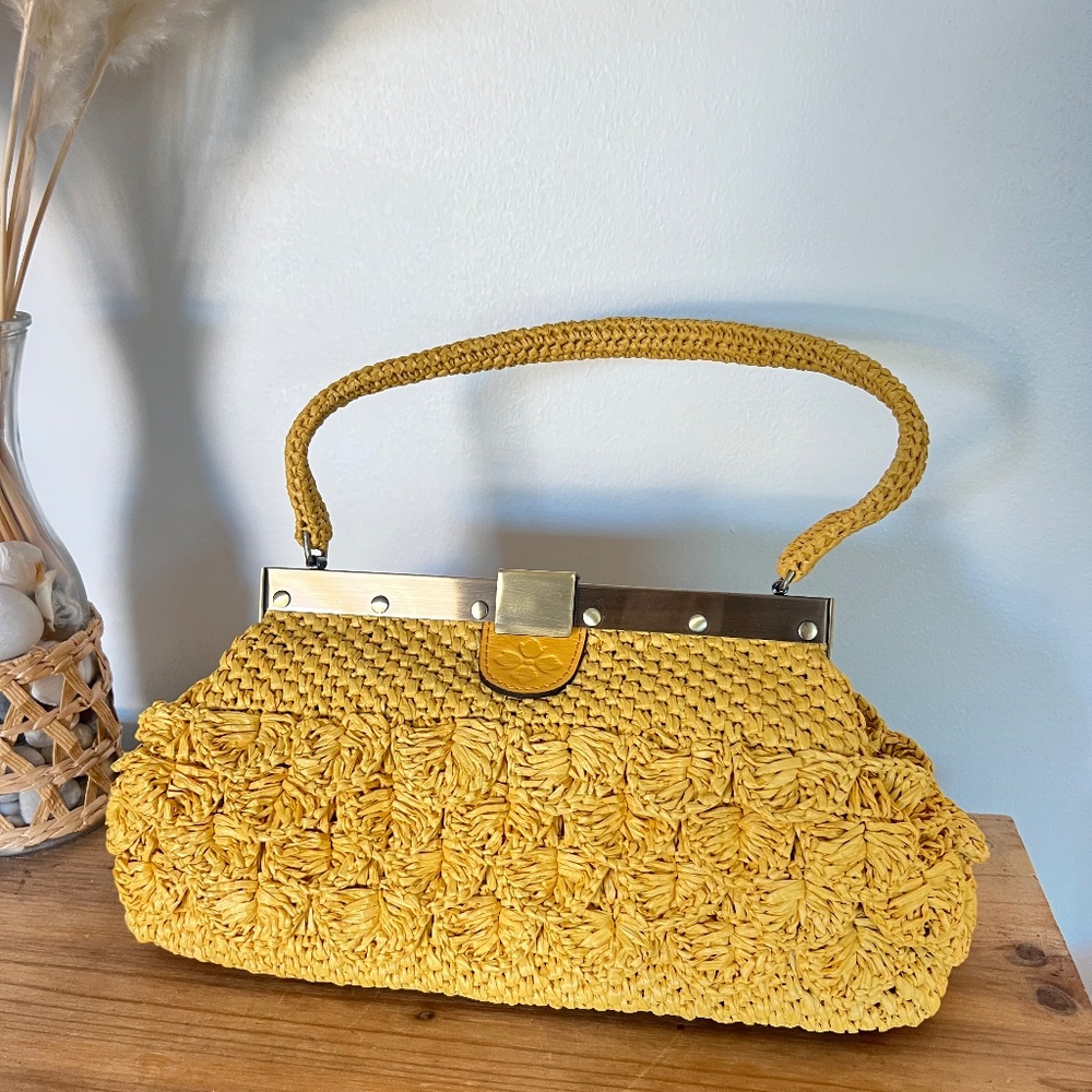 Patricia Nash Woven Raffia Ferrara Frame Bag